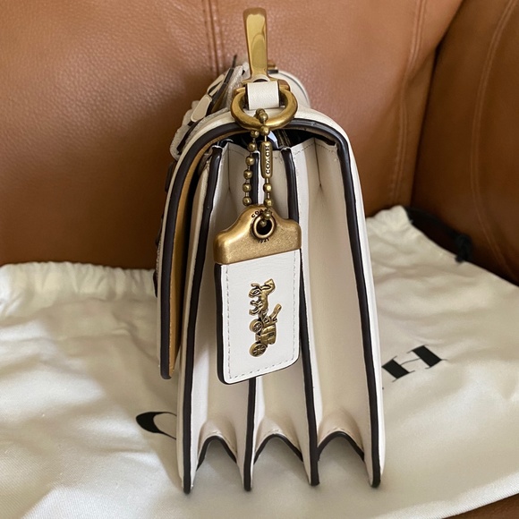 NEW Coach Riley Top Handle 22 with Floral Applique in Chalk/Brass - Picture 4 of 12